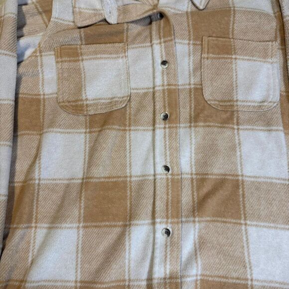 Time and Tru White Tan Plaid Flannel Shirt Women’s XL 16–18 - Picture 4 of 4